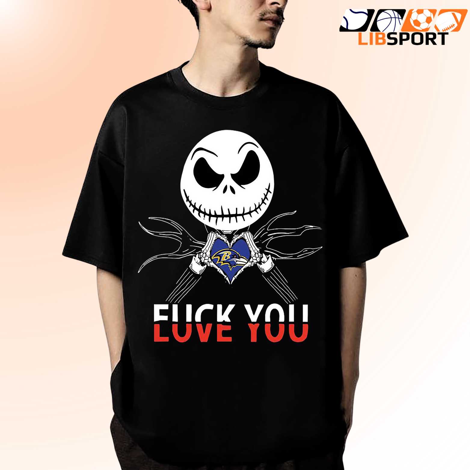 Baltimore Ravens Love You Jack Skellington T Shirt, Halloween Football Fan Tee